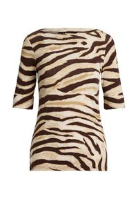 Lauren Ralph Lauren - LAUREN RALPH LAUREN Bluzka 200971095001 Beżowy Slim Fit. Kolor: beżowy. Materiał: bawełna