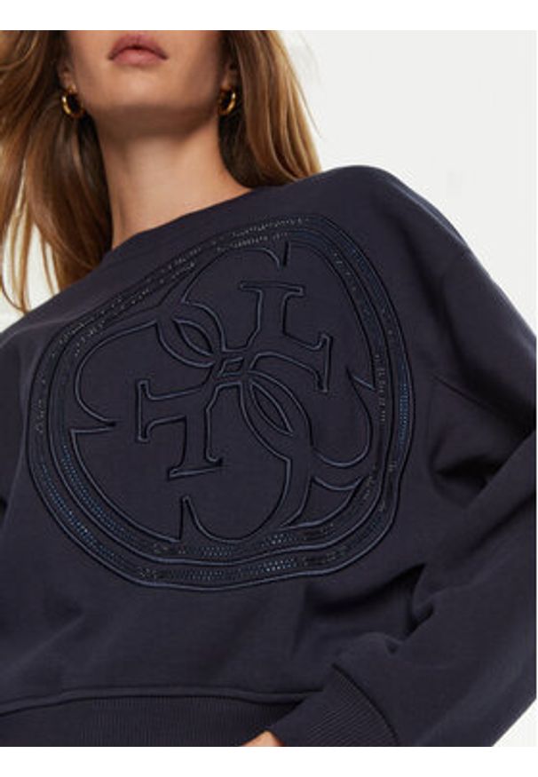 Guess Bluza W4BQ07 K9Z21 Granatowy Regular Fit. Kolor: niebieski. Materiał: bawełna, syntetyk