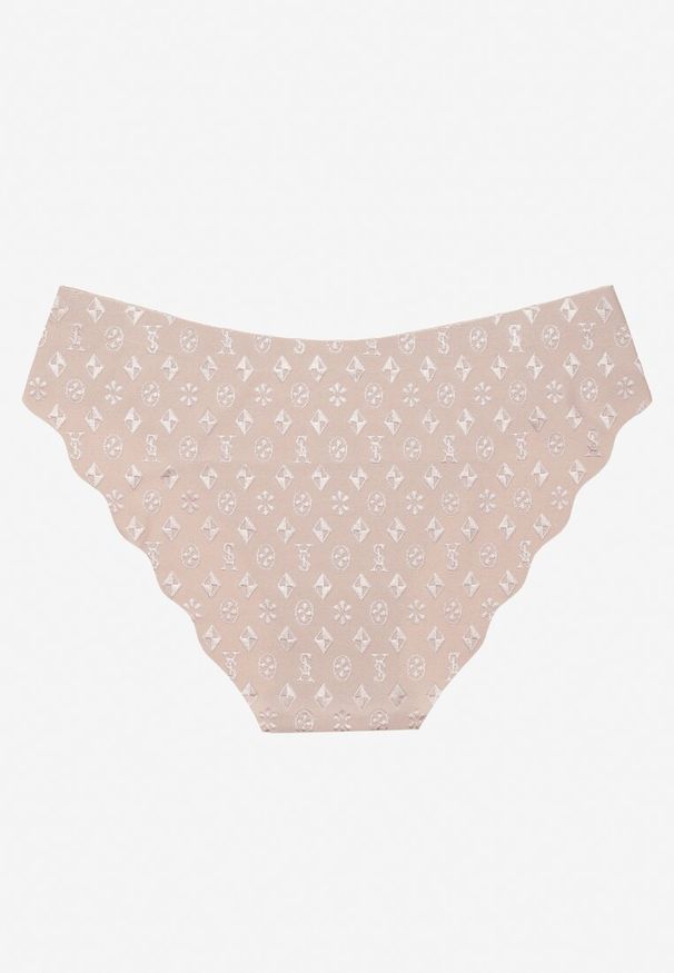 Renee - Jasnoszare Majtki Figi z Bezszwowym Wykończeniem Zdobione Geometrycznym Printem Viviore. Kolor: szary. Materiał: jeans. Wzór: geometria, aplikacja, nadruk