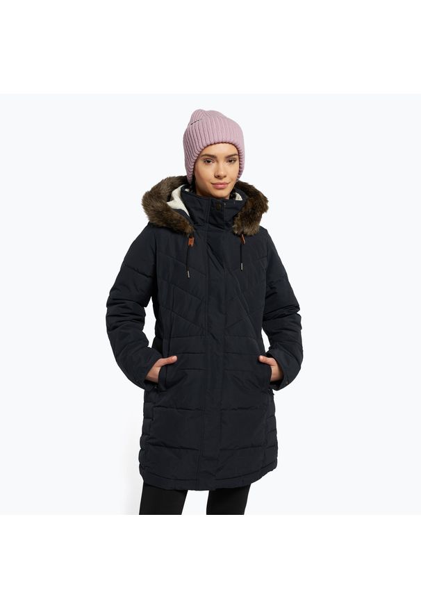 Roxy - Kurtka puchowa damska ROXY Ellie. Kolor: czarny. Materiał: puch. Sport: turystyka piesza