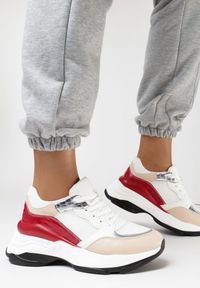 Born2be - Biało-Różowe Sneakersy Phalidella. Kolor: różowy. Materiał: materiał, skóra ekologiczna. Szerokość cholewki: normalna. Wzór: motyw zwierzęcy, aplikacja #4