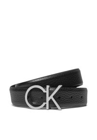Calvin Klein Pasek Damski Ck Logo Belt 3.0 Pebble K60K611903 Czarny. Kolor: czarny. Materiał: skóra