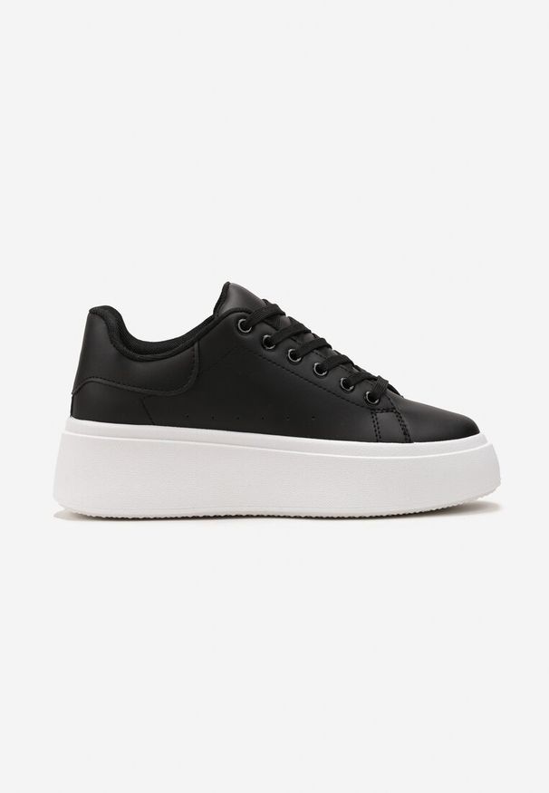 Born2be - Czarne Sneakersy na Platformie Spoola. Okazja: na co dzień. Kolor: czarny. Obcas: na platformie