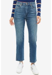 Wrangler - WRANGLER RETRO STRAIGHT DAMSKIE SPODNIE JEANSOWE DARK BLUE NOISE W238WB049. Styl: retro