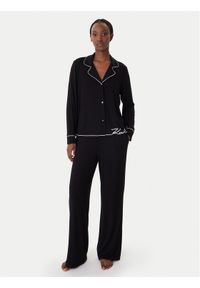 Karl Lagerfeld - KARL LAGERFELD Piżama B1W45010 Czarny Relaxed Fit. Kolor: czarny. Materiał: wiskoza #1