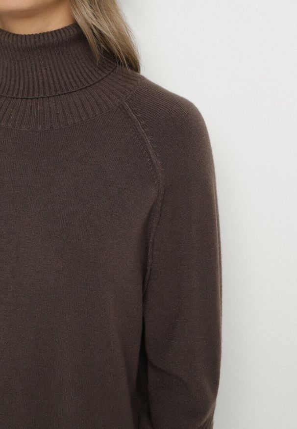 Born2be - Brązowy Klasyczny Golf z Dodatkiem Kaszmiru Zoirmosa. Okazja: do pracy, na co dzień, na spotkanie biznesowe. Typ kołnierza: golf. Kolor: brązowy. Materiał: kaszmir. Długość rękawa: długi rękaw. Długość: długie. Styl: klasyczny