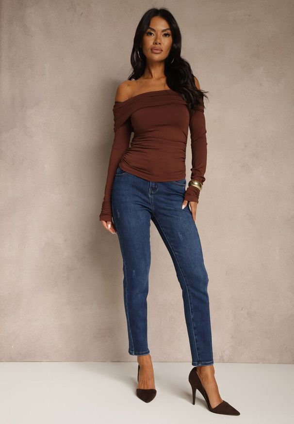 Renee - Niebieskie Jeansy Skinny Regular Waist z Dodatkiem Wiskozy Zenesia. Kolor: niebieski. Styl: klasyczny