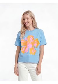 Reserved - Bawełniany t-shirt z nadrukiem - jasnoniebieski. Kolor: niebieski. Materiał: bawełna. Wzór: nadruk #1