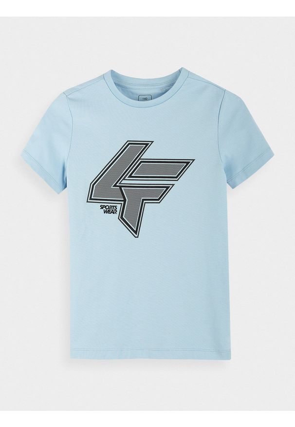 4f - T-shirt chłopięcy (122-164). Kolor: niebieski. Materiał: bawełna, dzianina