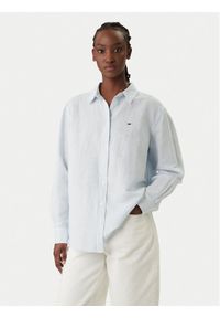 Tommy Jeans Koszula DW0DW22209 Błękitny Relaxed Fit. Kolor: niebieski. Materiał: len #1