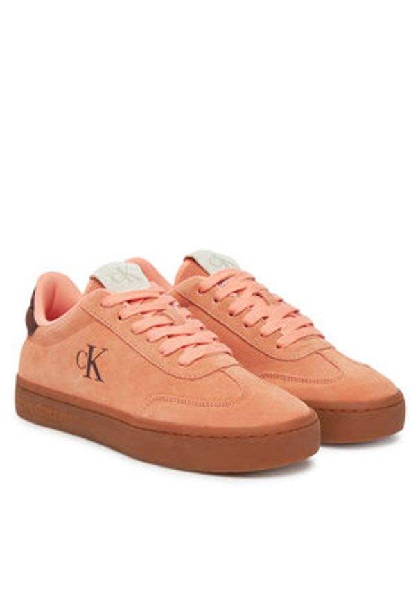 Calvin Klein Jeans Sneakersy Classic Cupsole Mix In YW0YW01767 Pomarańczowy. Kolor: pomarańczowy. Materiał: skóra
