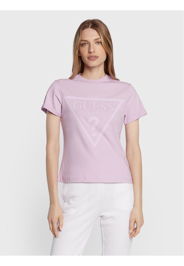 Guess T-Shirt Dianna V2BI06 I3Z14 Fioletowy Regular Fit. Kolor: fioletowy. Materiał: bawełna