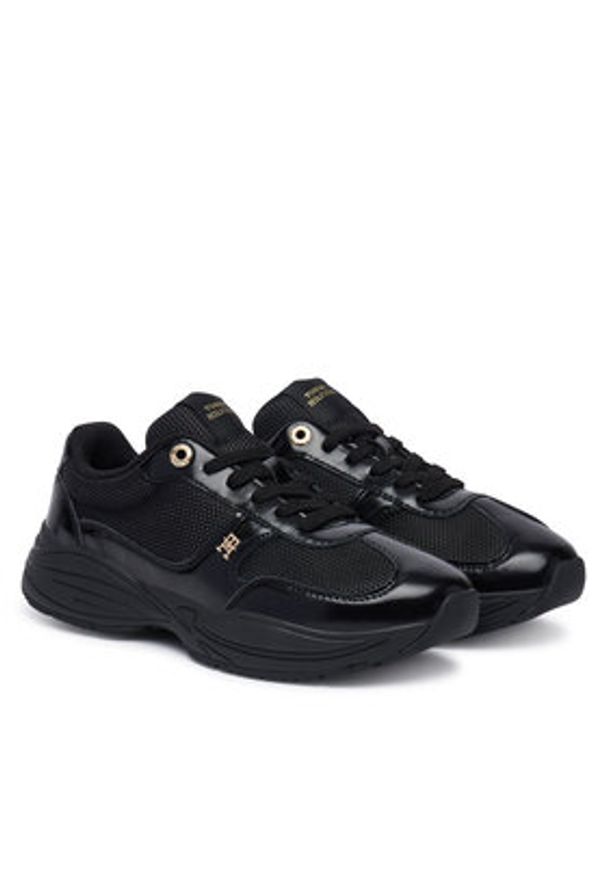 TOMMY HILFIGER - Tommy Hilfiger Sneakersy Modern Runner Shiny Leather FW0FW09413 Czarny. Kolor: czarny. Materiał: skóra