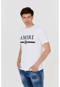 Amiri - AMIRI T-shirt męski biały z podkreślonym logo. Kolor: biały #4