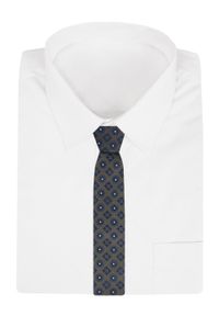 Męski Krawat - Chattier - Brązowy z Granatowymi Grochami. Kolor: wielokolorowy, brązowy, beżowy. Materiał: tkanina. Wzór: grochy. Styl: elegancki, klasyczny, wizytowy #3