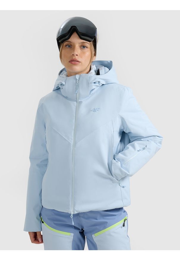 4f - 4F Kurtka narciarska membrana Dermizax 20000 damska - niebieska XXL. Typ kołnierza: kołnierzyk stójkowy. Kolor: niebieski. Materiał: włókno, materiał. Sezon: zima
