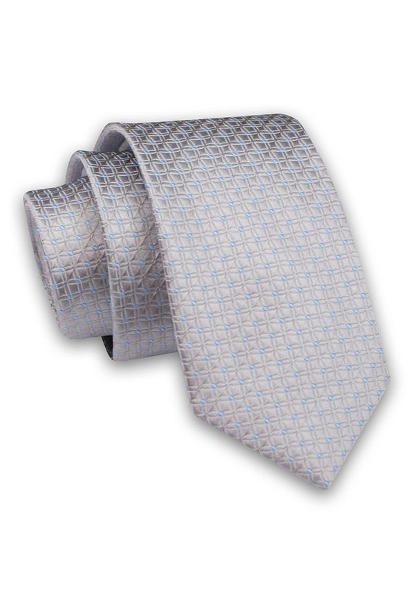 Szaro-Błękitny Elegancki Męski Krawat -Angelo di Monti- 6 cm, w Tłoczony Wzór. Kolor: niebieski. Materiał: tkanina. Styl: elegancki