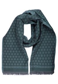 Wełniany Szalik Męski - V. Fraas - Morska Zieleń, Regularny Wzór. Kolor: morski. Materiał: wełna. Sezon: zima, lato. Styl: klasyczny, elegancki