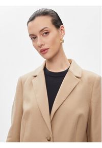 TOMMY HILFIGER - Tommy Hilfiger Płaszcz wełniany Classic WW0WW41662 Beżowy Regular Fit. Kolor: beżowy. Materiał: wełna