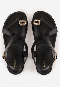 Born2be - Czarne Sandały Japonki VICES z Metaliczną Aplikacją i Paskiem na Duży Palec Zellanya. Okazja: na co dzień. Zapięcie: pasek. Kolor: czarny. Wzór: aplikacja. Styl: casual, elegancki #3
