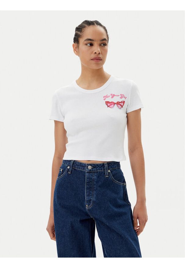 Hugo - HUGO T-Shirt Delanor_2 50539132 Biały Cropped Fit. Kolor: biały. Materiał: bawełna