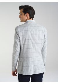 Pako Lorente - PAKO LORENTE – Jasnoszara marynarka męska w kratkę. Okazja: na co dzień. Kolor: szary. Wzór: kratka. Styl: casual, elegancki, sportowy #8