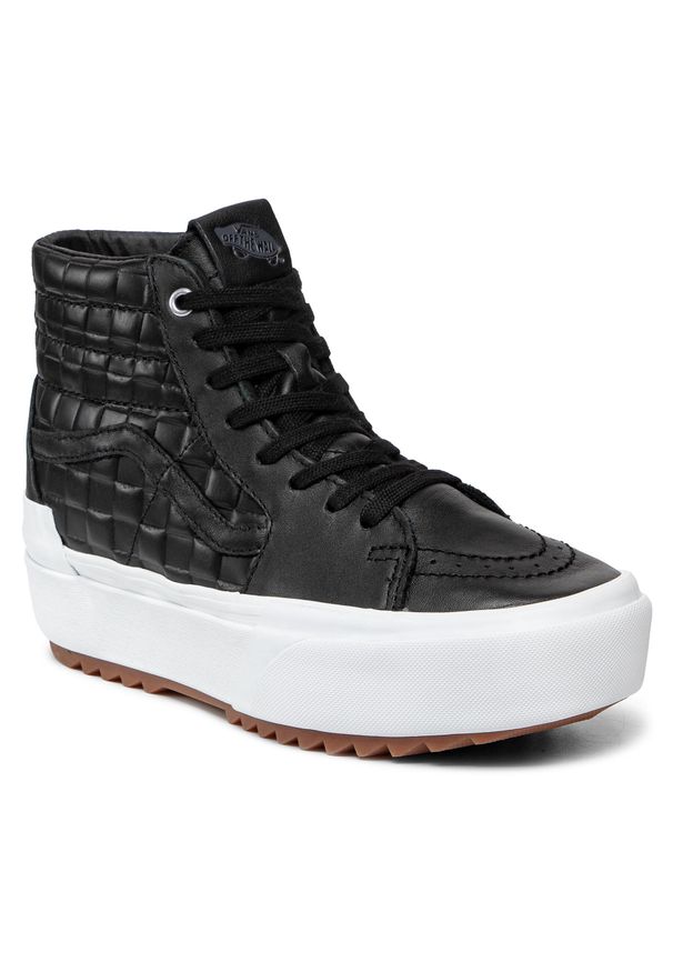 Sneakersy Vans Sk8-Hi Stacked VN0A4BTWA5S1 (Emboss Check) Blk/Tr Wht. Kolor: czarny. Materiał: skóra. Model: Vans SK8
