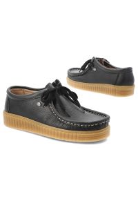 Czarne Półbuty Hee Skórzane Buty Damskie. Zapięcie: sznurówki. Kolor: czarny. Materiał: skóra. Szerokość cholewki: normalna. Styl: klasyczny, elegancki, retro