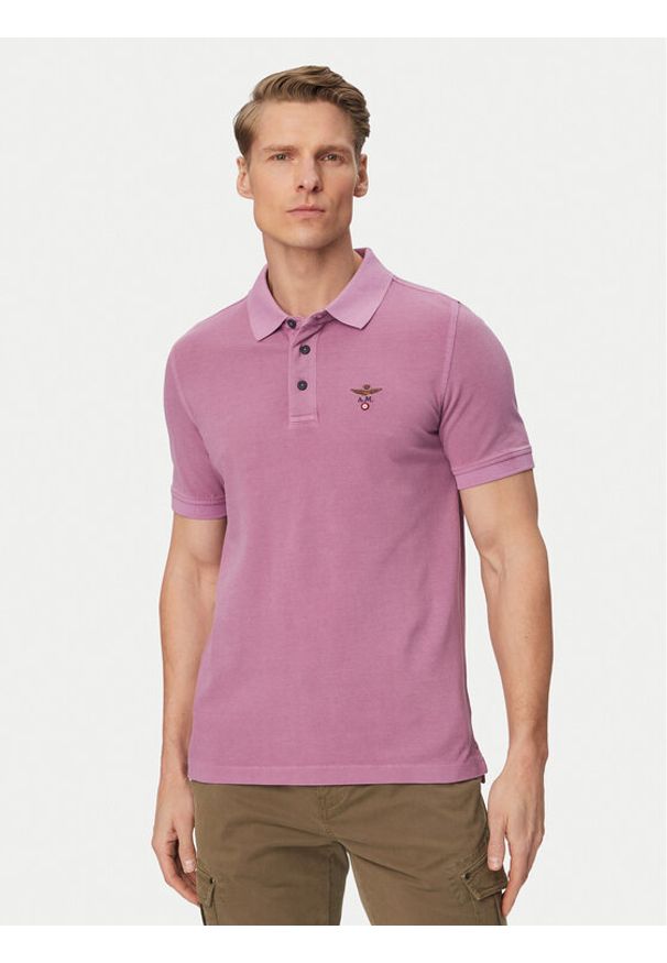 Aeronautica Militare Polo 261PO1925UP00406 Fioletowy jasny Regular Fit. Typ kołnierza: polo. Kolor: fioletowy. Materiał: bawełna