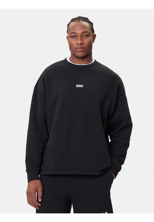 Hugo - HUGO Bluza Naviu 50510732 Czarny Loose Fit. Kolor: czarny. Materiał: bawełna