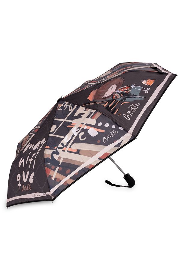 Brązowy Mały Parasol Anekke Damski. Kolor: brązowy. Materiał: materiał