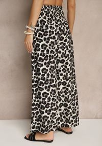 Renee - Czarno-Białe Panterkowe Spodnie z Wiskozy High Waist Ellilune. Okazja: na co dzień, na spotkanie biznesowe, do pracy. Stan: podwyższony. Kolor: czarny. Materiał: wiskoza. Wzór: motyw zwierzęcy. Styl: biznesowy, elegancki, casual #5