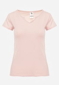Renee - Jasnoróżowy T-shirt Amarhyse. Okazja: na co dzień. Kolor: różowy. Materiał: materiał, bawełna. Długość rękawa: krótki rękaw. Długość: krótkie. Wzór: aplikacja. Styl: casual #2