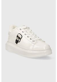 Karl Lagerfeld sneakersy skórzane KAPRI kolor biały KL62530S. Nosek buta: okrągły. Kolor: biały. Materiał: skóra. Obcas: na platformie #5