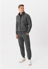 Volcano - Bluza męska B-LIPSO. Typ kołnierza: bez kaptura, kołnierzyk stójkowy. Kolor: szary. Materiał: dzianina, materiał. Styl: klasyczny