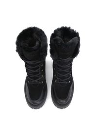 Kazar - Czarne botki na grubym obcasie z zamszu i skóry licowej. Kolor: czarny. Materiał: syntetyk, futro, zamsz, skóra. Szerokość cholewki: normalna. Sezon: jesień, zima. Obcas: na obcasie. Styl: elegancki, street. Wysokość obcasa: średni #2