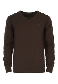 Ochnik - Sweter męski. Okazja: na co dzień. Kolor: brązowy. Materiał: bawełna. Długość: długie. Styl: casual, klasyczny #4