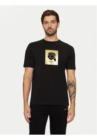 Karl Lagerfeld - KARL LAGERFELD T-Shirt 755460 551235 Czarny Regular Fit. Typ kołnierza: dekolt w karo. Kolor: czarny. Materiał: bawełna #1