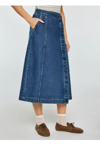 Big-Star - Spódnica damska midi jeansowa granatowa Roxana 567. Okazja: na co dzień. Kolor: niebieski. Materiał: jeans. Styl: casual, klasyczny #2