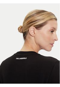 Karl Lagerfeld - KARL LAGERFELD Bluza A4W20045 Czarny Regular Fit. Typ kołnierza: dekolt w karo. Kolor: czarny. Materiał: bawełna
