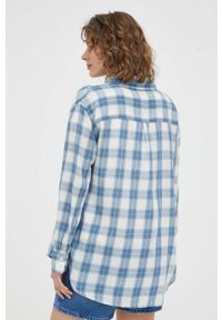 Wrangler koszula bawełniana damska kolor niebieski regular z kołnierzykiem klasycznym. Typ kołnierza: kołnierzyk klasyczny. Kolor: niebieski. Materiał: bawełna. Styl: klasyczny #4