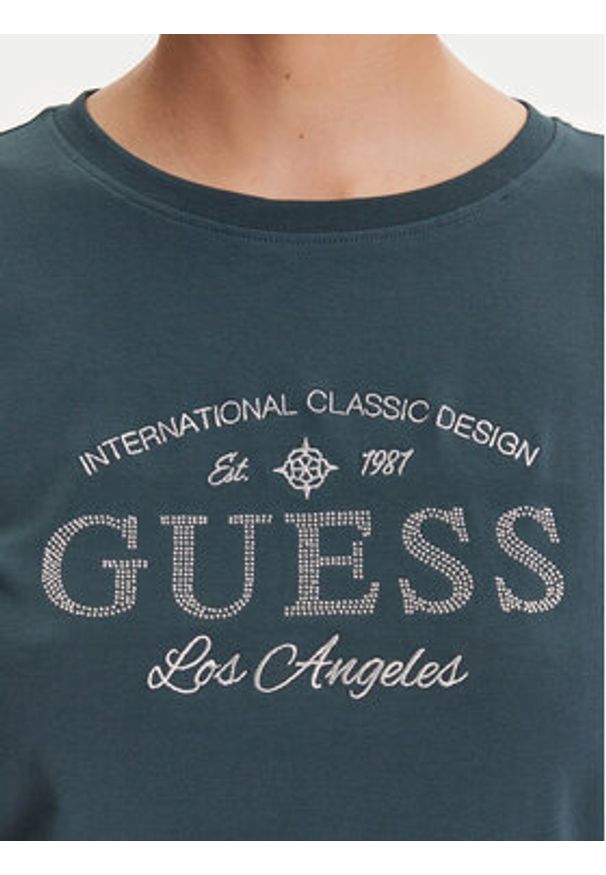 Guess T-Shirt V5YI13 J1314 Zielony Regular Fit. Kolor: zielony. Materiał: bawełna