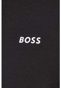 Boss Green - BOSS polo bawełniane BOSS GREEN kolor czarny z nadrukiem. Typ kołnierza: polo. Kolor: czarny. Materiał: bawełna. Wzór: nadruk #5