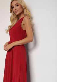 Renee - Czerwona Sukienka Sematea. Kolor: czerwony. Wzór: aplikacja. Typ sukienki: kopertowe, rozkloszowane. Styl: elegancki. Długość: maxi #5
