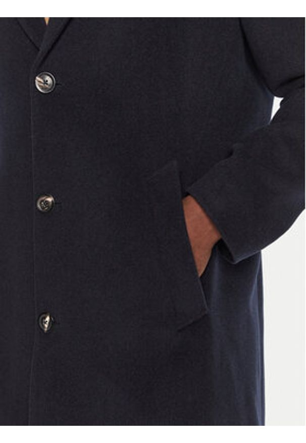 TOMMY HILFIGER - Tommy Hilfiger Płaszcz wełniany MW0MW36611 Granatowy Regular Fit. Kolor: niebieski. Materiał: wełna