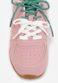 Born2be - Różowe Sneakersy z Podwójnymi Sznurowadłami i Przeszyciami Teleritia. Kolor: różowy. Materiał: jeans #3