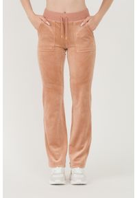 Juicy Couture - JUICY COUTURE Beżowe damskie spodnie dresowe Del Ray Gold Pocketed Pant, Rozmiar M. Kolor: beżowy. Materiał: dresówka