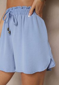 Renee - Niebieskie Szorty High Waist o Luźnym Kroju Mevaluna. Okazja: na co dzień, na spacer. Stan: podwyższony. Kolor: niebieski. Styl: casual #5