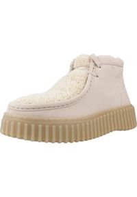 Clarks - CLARKS TORHILL MOSS Beżowy. Kolor: beżowy. Materiał: skóra, tkanina. Styl: sportowy #1