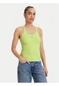 Tommy Jeans Top Racerback DW0DW22264 Zielony jasny Slim Fit. Kolor: zielony. Materiał: bawełna #1
